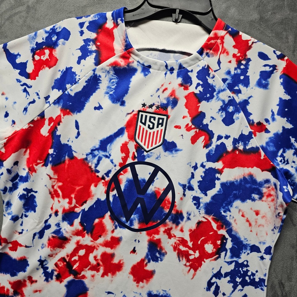 Nike USWNT Team USA Dri-FIT World Cup Pre-Match Soccer Jersey Women L DM9572-102